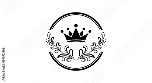 Black and white royal crown logo.