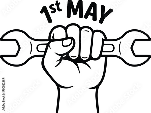 A Powerful Fist Grips a Wrench to Commemorate 1st May, International Workers' Day"