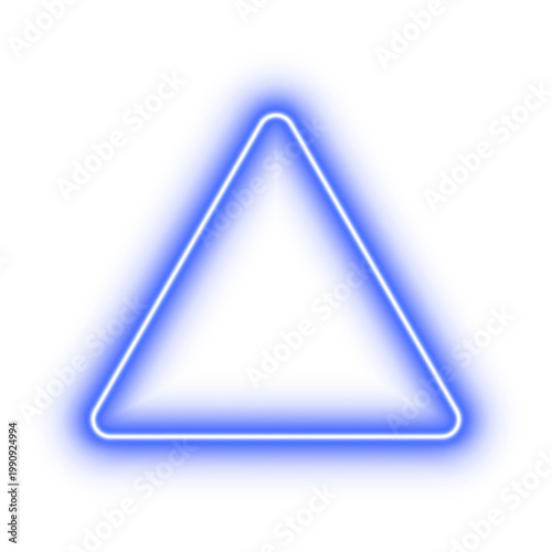 Neon blue triangle frame with glowing light effect PNG