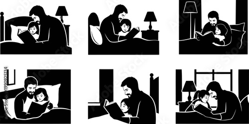 Father reading a bedtime story to his daughter sweet moments of dad and child bonding over a book in bed
