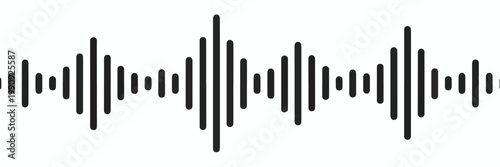 Black Sound Waveform on White Background audio music