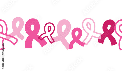 Pink breast cancer awareness ribbon symbol with woman people family love heart concept illustration vector design