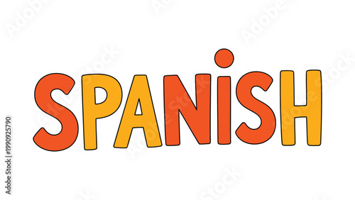 spanish bold typography design with orange gradient lettering minimal modern text illustration on light background simple clean style for language learning and cultural concept 