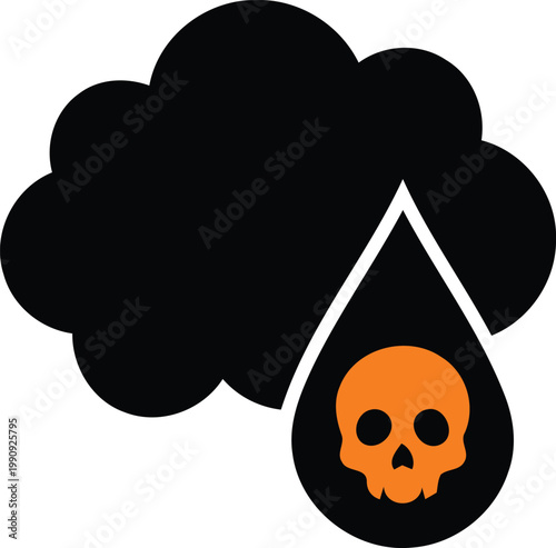 Toxic cloud and skull  poison symbol  warning sign  hazardous logo  danger icon