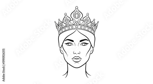 Woman wearing a crown illustration.