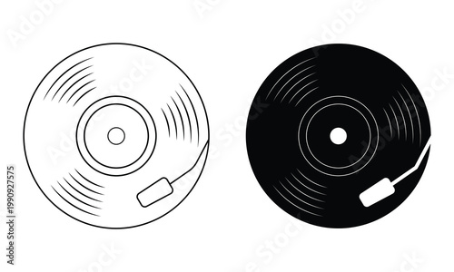 Vinyl plate disc icon.  Vinyl record vector. Music player icon. Vector illustration.
