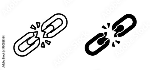 Bild auf Leinwand Broken Link Icon Set Representing Disconnected Chain Elements