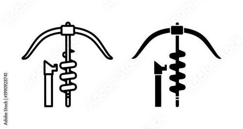 Ancient Bow Drill Fire Starter Icon Set