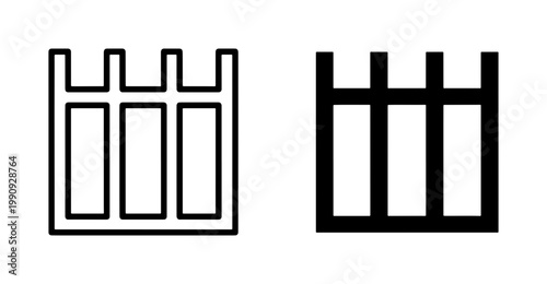 Minimalist Metal Fence Line Icon Set