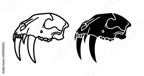 Saber-toothed Tiger Skull Vector Illustration