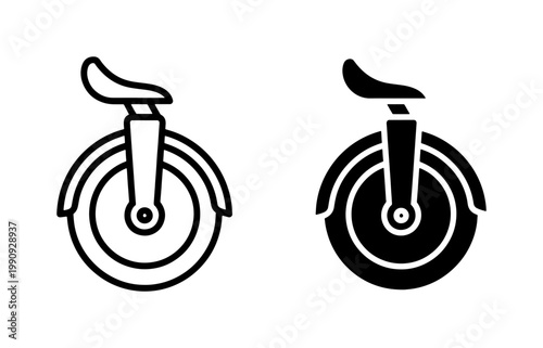 Electric Unicycle Icon Set in Line and Glyph Style