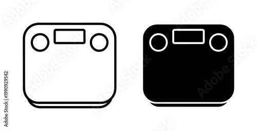 Digital Bathroom Scale Icon Set for Body Weight Measurement