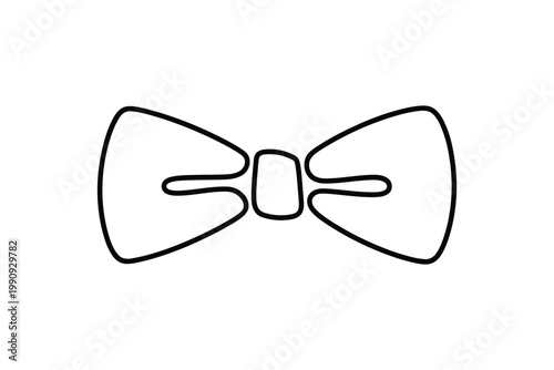 Bow tie outline on transparent background, minimalist design.