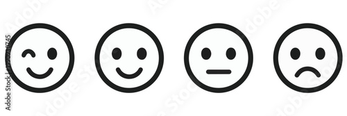Four Emoticon Faces Showing Different Emotions Keywords: emoticon, face, expression, happy