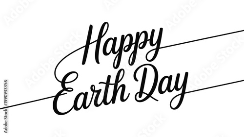  happy earth day handwritten script typography with elegant calligraphy lettering minimal black text on light background modern eco celebration design clean vector style concept