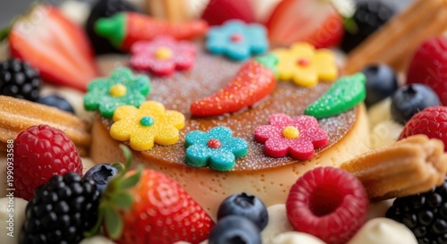 Cake with flowers and berries Cino de Mayo