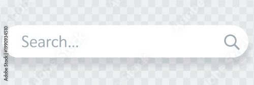 White Search Bar with Magnifying Glass Icon and Transparent Background