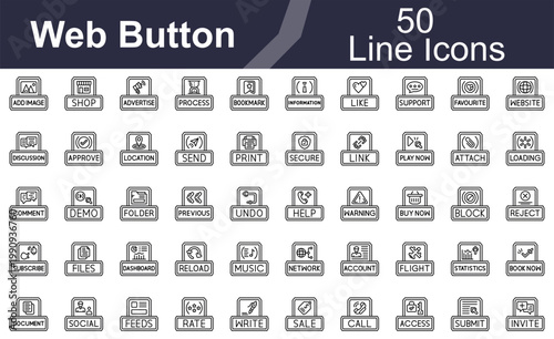 Web Action Button Line Icons
