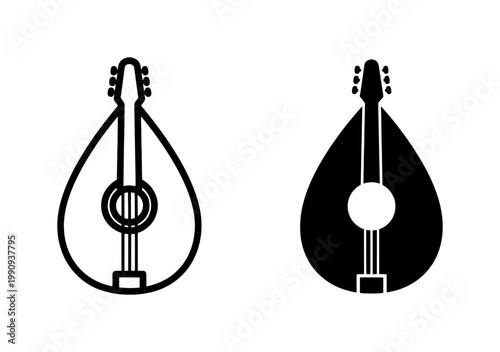 Oud Arabic Lute Musical Instrument Vector Icon Set