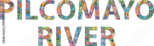 Pilcomayo River words. Hand drawn lettering. Vector text.