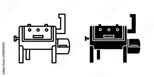 Pellet Grill Smoker Icon Set for Outdoor Cooking