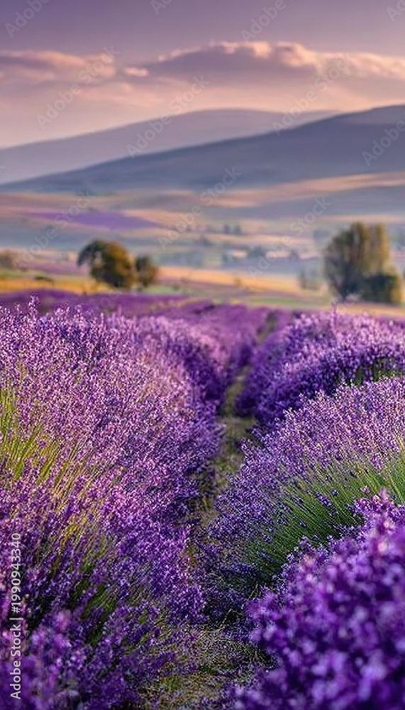 Obraz premium a lavender field in full bloom