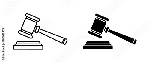 Judge Gavel and Sound Block Icon Set