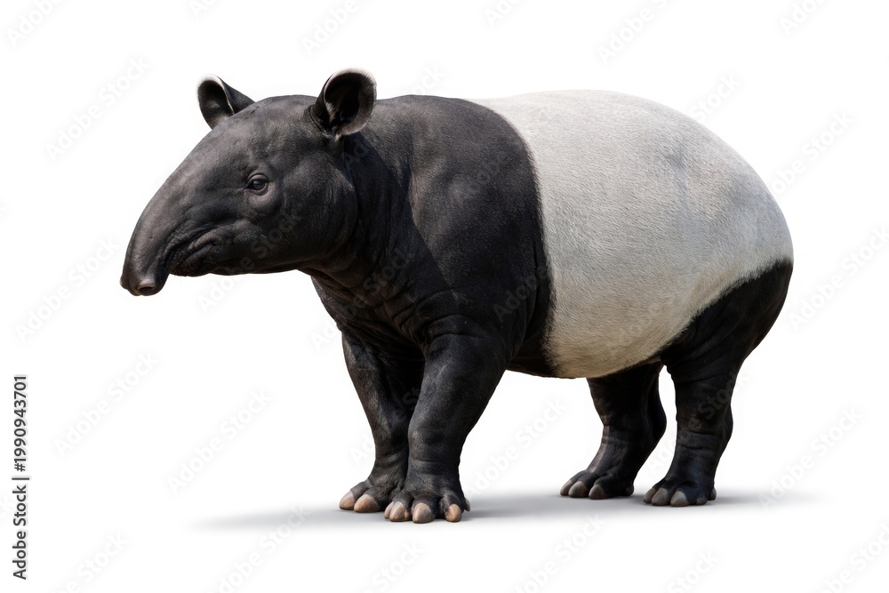 Fototapeta premium Malayan tapir isolated on a clean white background