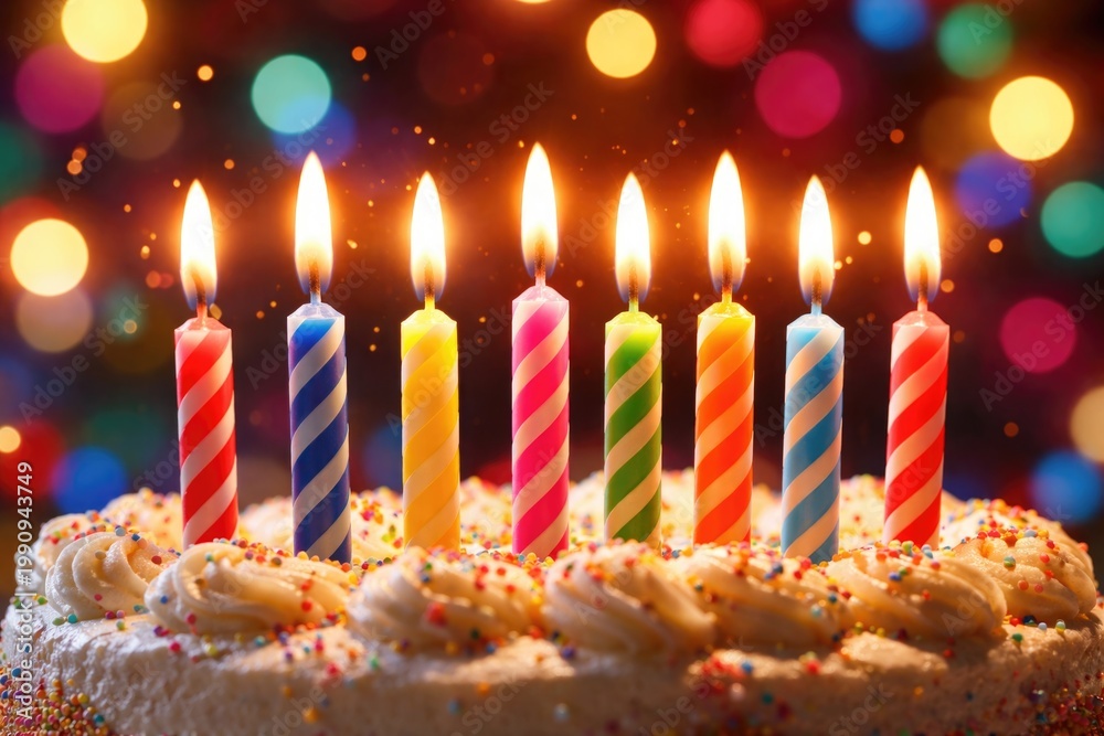 Fototapeta premium Bright birthday candles spreading festive cheer