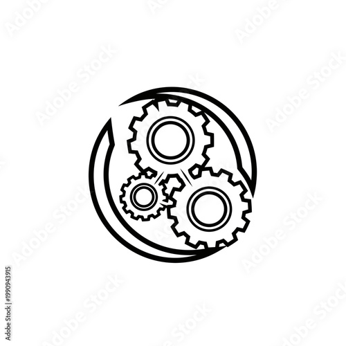 black gears in a circular motion.