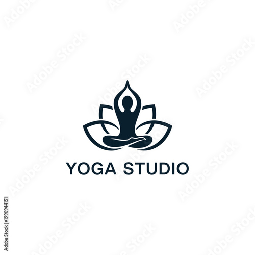 yoga studio logo with lotus flower.