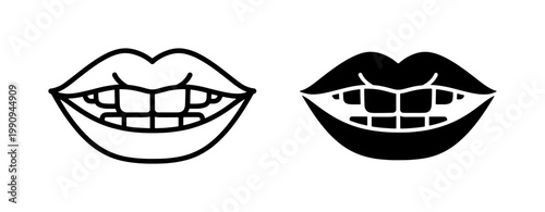 Human Mouth Icon Showing Teeth Gap