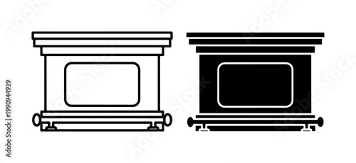 Classic Wooden Casket Icon Set for Funeral Services