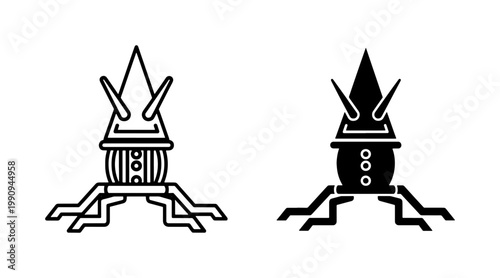 Bacteriophage Virus Icon Set in Linear and Solid Style