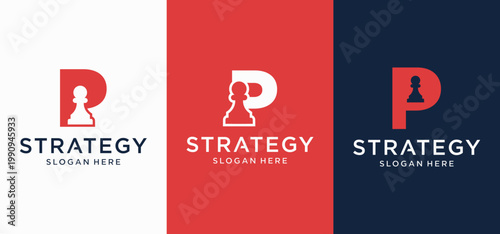 Creative Chess Strategy Logo with Geometric King and Tactical Style