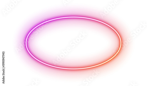 Neon gradient oval ring border isolated PNG