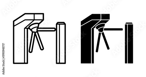 Security Turnstile Gate Icon Set for Entrance Control