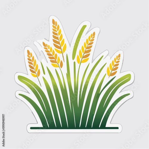 Wheat stalks and green leaves illustration