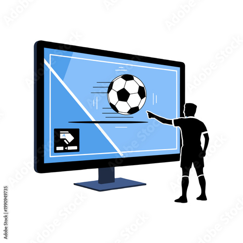 Football game on the computer, an illustration of the sports match .