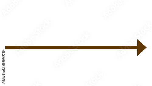 Brown arrow pointing to the right on a white background with direction isolated navigation strategy objective progress continue opportunity information communication destination