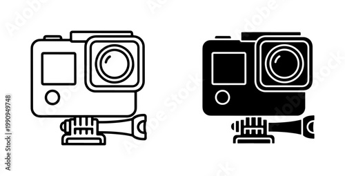 Action Camera Line and Glyph Icon Set