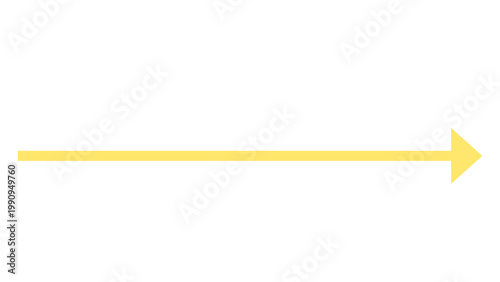 Yellow arrow pointing to the right on a white background graphic element direction isolated navigation strategy objective progress continue opportunity information communication