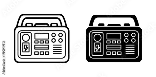 Portable Power Station Icon Set for Outdoor Energy