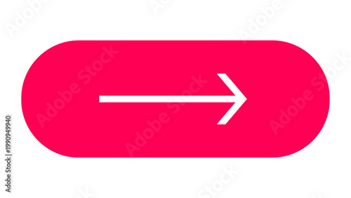 Bright pink rounded rectangle with white arrow direction navigation isolated geometric abstract contrast minimalist interface continue progress experience