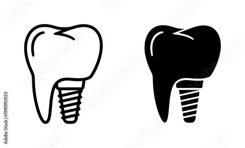 Dental implant icon set for tooth restoration surgery