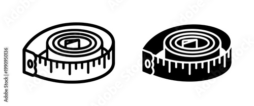 Measuring tape icon set for tailoring and fitness