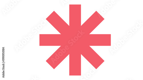 Red asterisk symbol with eight points isolated on white background asterisk abstract mathematics reference important illustration isolated infographic attention notification character