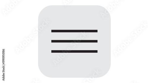 Hamburger menu icon with three horizontal lines in a rounded rectangle for web and app navigation white background hamburger navigation interface horizontal rectangle isolated categories