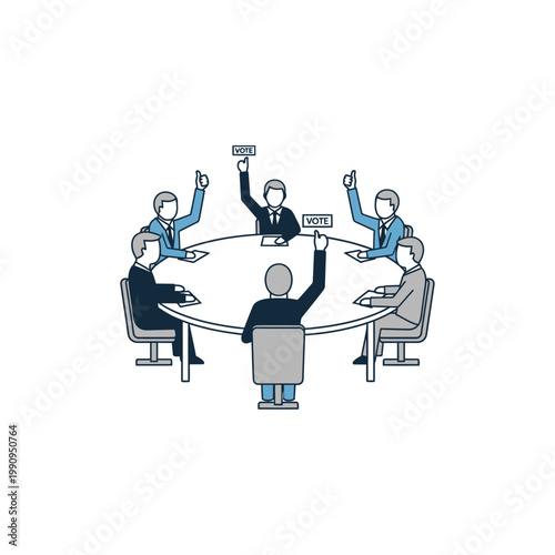 Business people voting around a table.