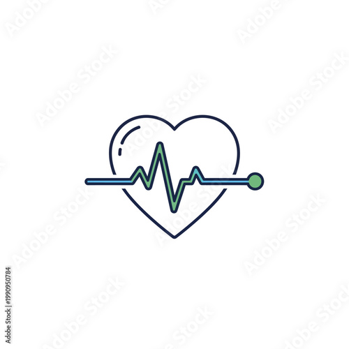 Medical symbol with heart rate line.